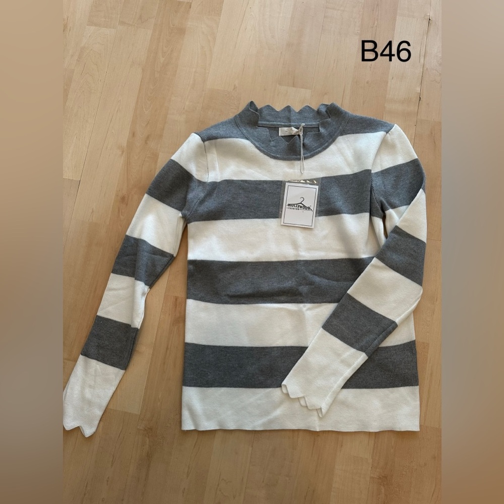Striped Gray and White Sweater